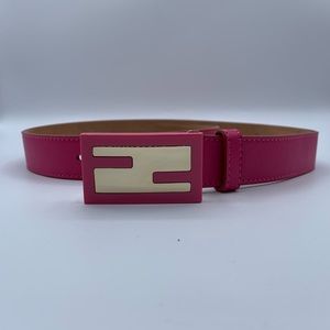 Authentic Fendi Pink/Gold Leather Belt